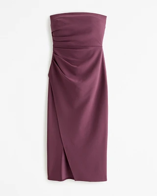 Strapless Crepe Midi Dress
