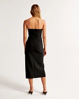 Strapless Crepe Midi Dress