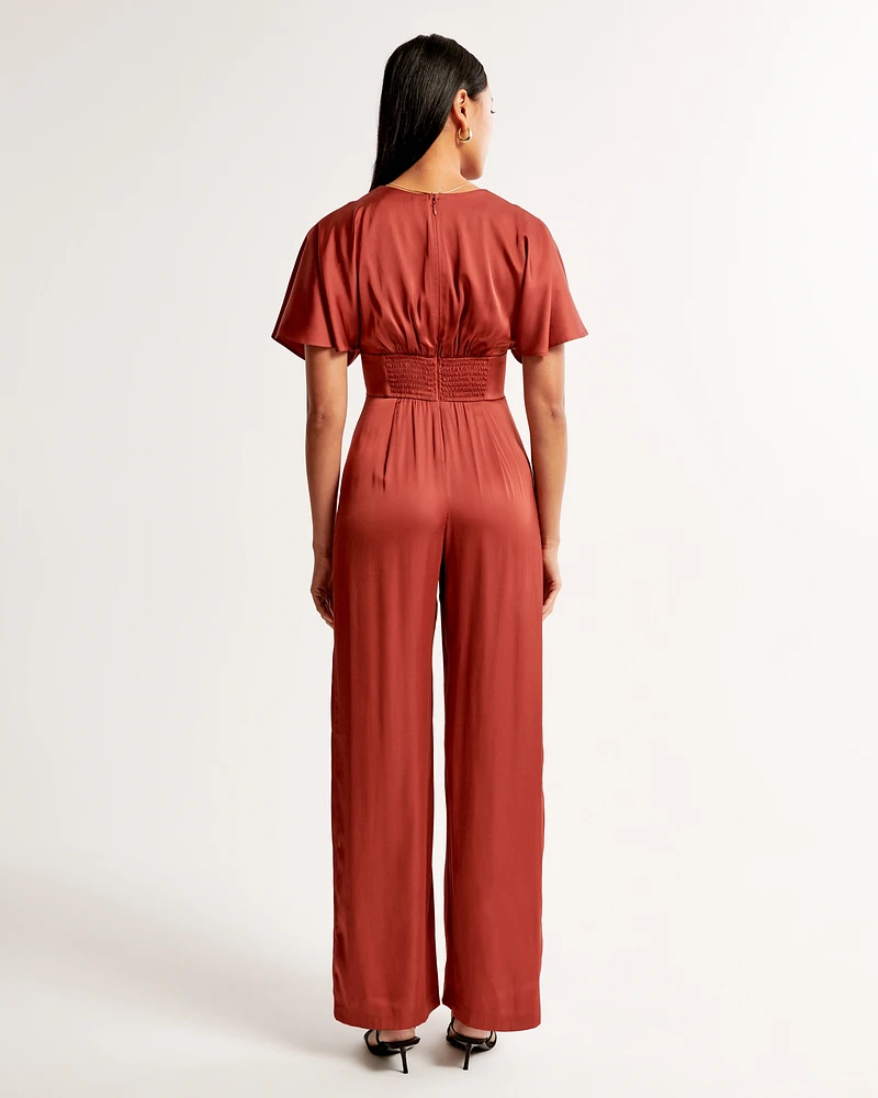 Angel Sleeve Satin Jumpsuit