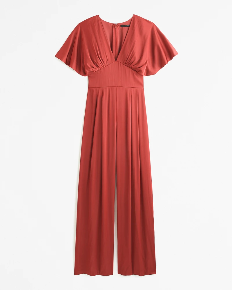 Angel Sleeve Satin Jumpsuit