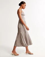 Satin Slip Fishtail Midi Dress