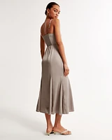 Satin Slip Fishtail Midi Dress