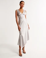 Satin Slip Asymmetrical Midi Dress