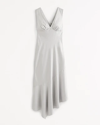 Satin Slip Asymmetrical Midi Dress