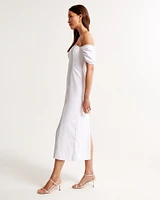 Clean Off-The-Shoulder Midi Dress