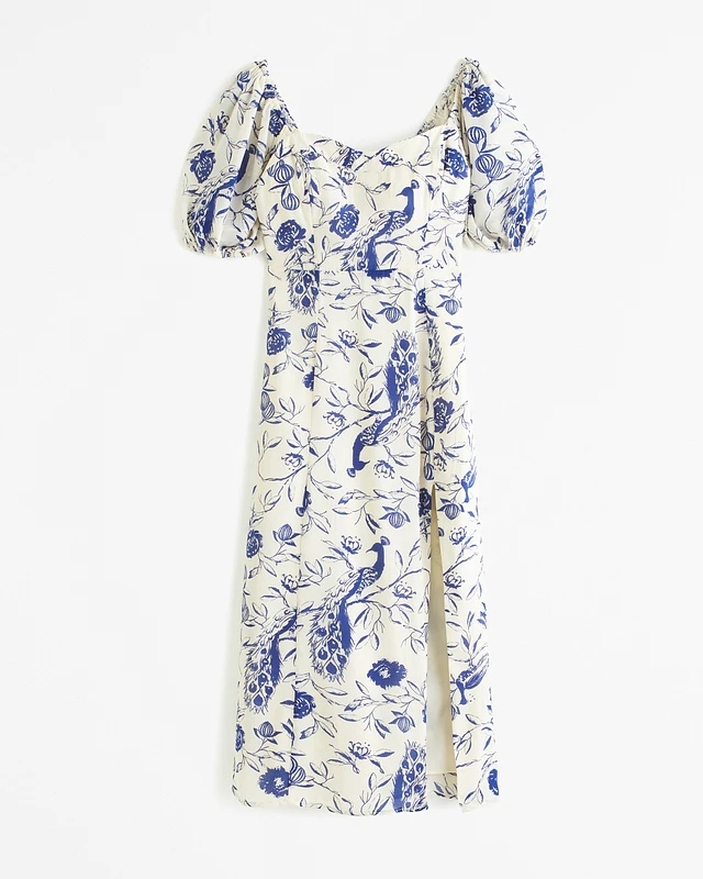 princess polly baby blue dress Abercrombie & Fitch The A&F Camille Puff Sleeve Midi Dress