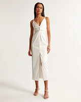 Draped Twist-Front Maxi Dress