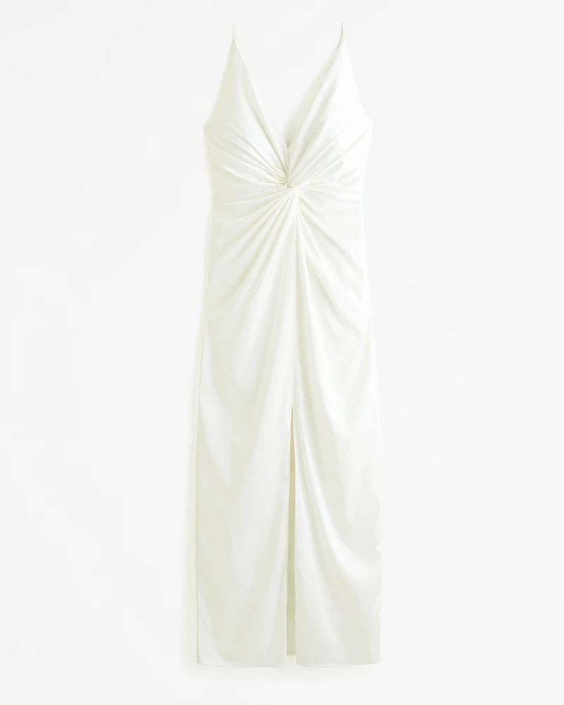 Draped Twist-Front Maxi Dress