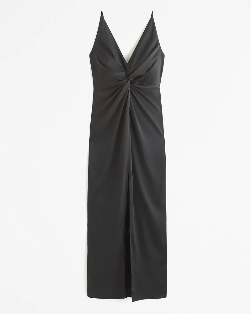 Draped Twist-Front Maxi Dress