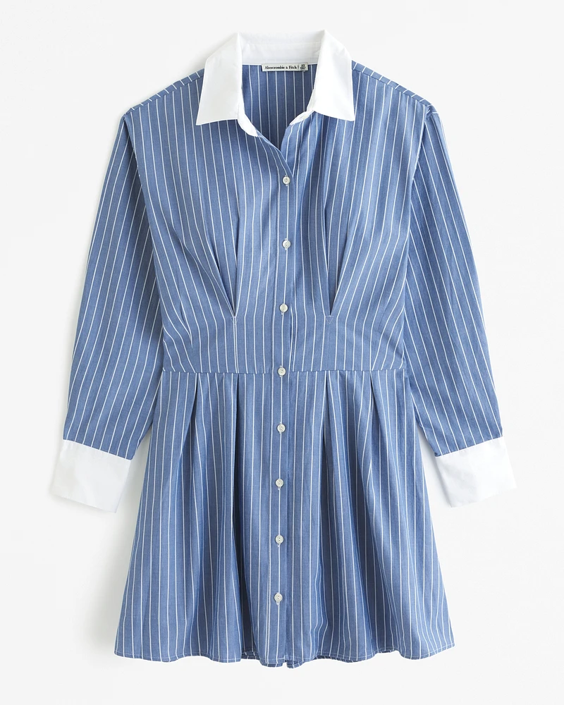 Long-Sleeve Poplin Shirt Dress