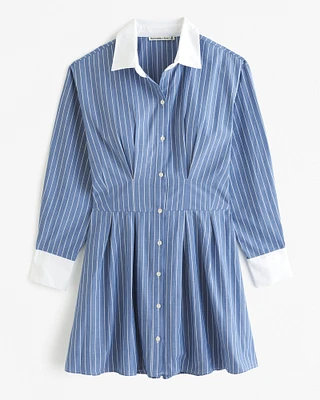 Long-Sleeve Poplin Shirt Dress