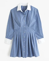 Long-Sleeve Poplin Shirt Dress