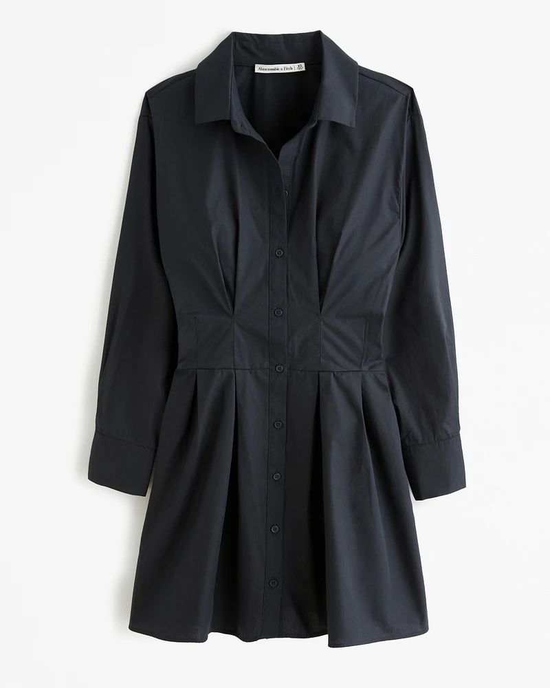 Long-Sleeve Poplin Shirt Dress