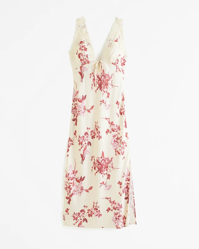 Abercrombie & Fitch Lace-Trim Slip Midi Dress | MainPlace Mall