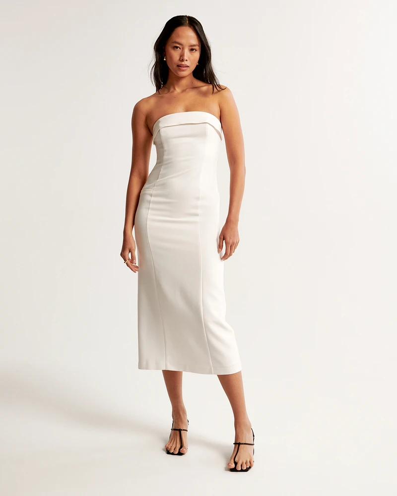 Strapless Tailored Midi Dress