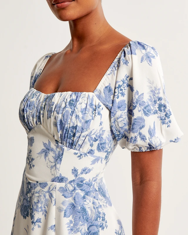 Abercrombie & Fitch Puff Sleeve Midi Dress | MainPlace Mall Abercrombie & Fitch Puff Sleeve Midi Dress | MainPlace Mall
