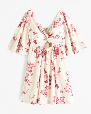 Cutout Poplin Mini Dress