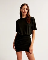 Ruched Knit Mini Dress