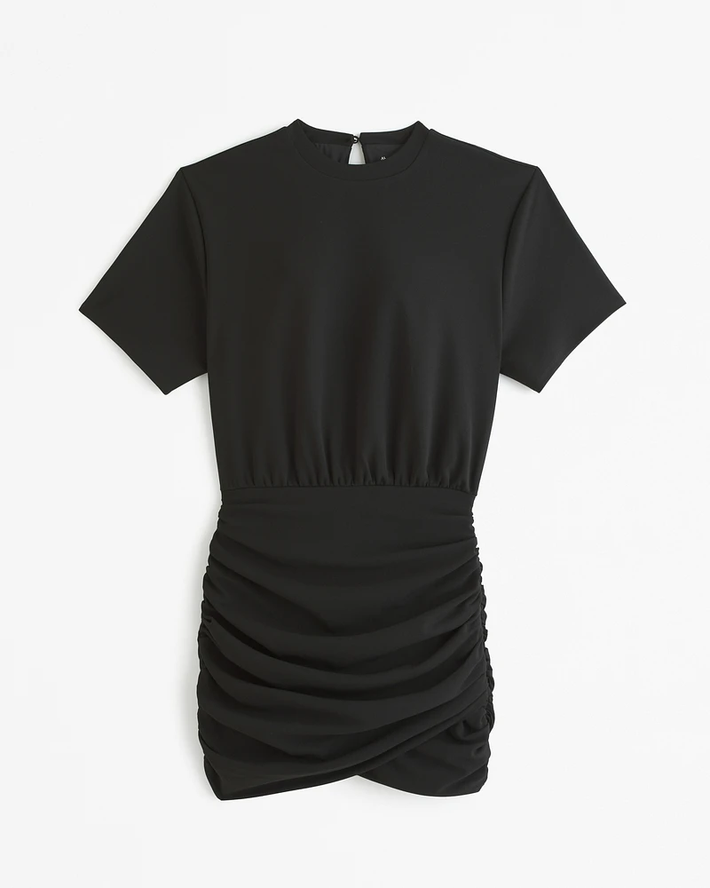 Ruched Knit Mini Dress