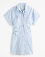 Short-Sleeve Poplin Shirt Dress