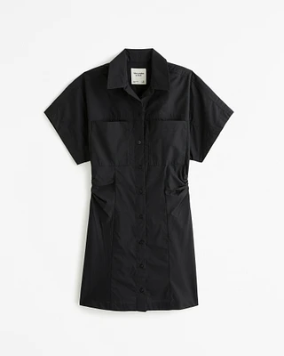 Short-Sleeve Poplin Shirt Dress