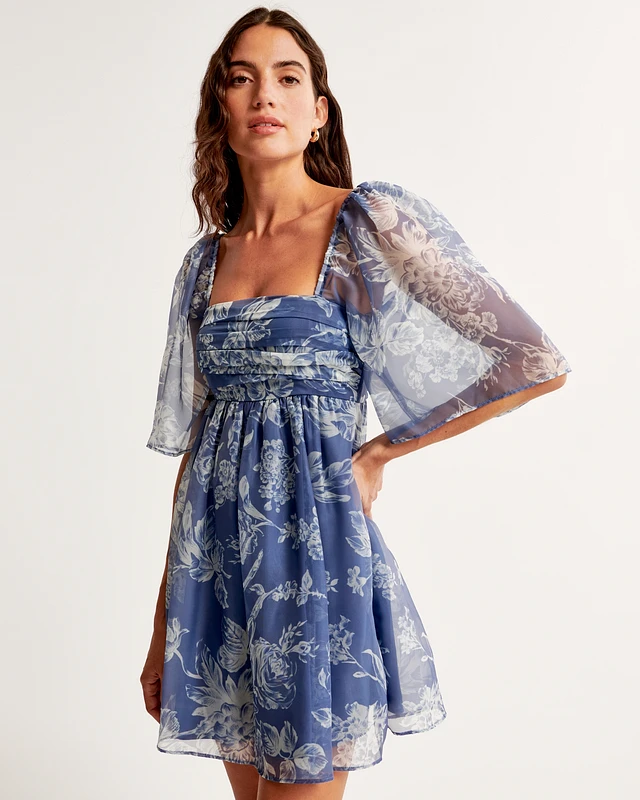 angel sleeve sheer mini dress abercrombie Abercrombie & Fitch The A&F Emerson Angel Sleeve Mini Dress