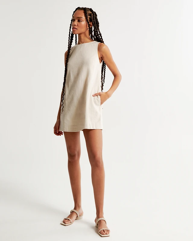 high-neck linen-blend mini dress abercrombie lifetolauren on LTK