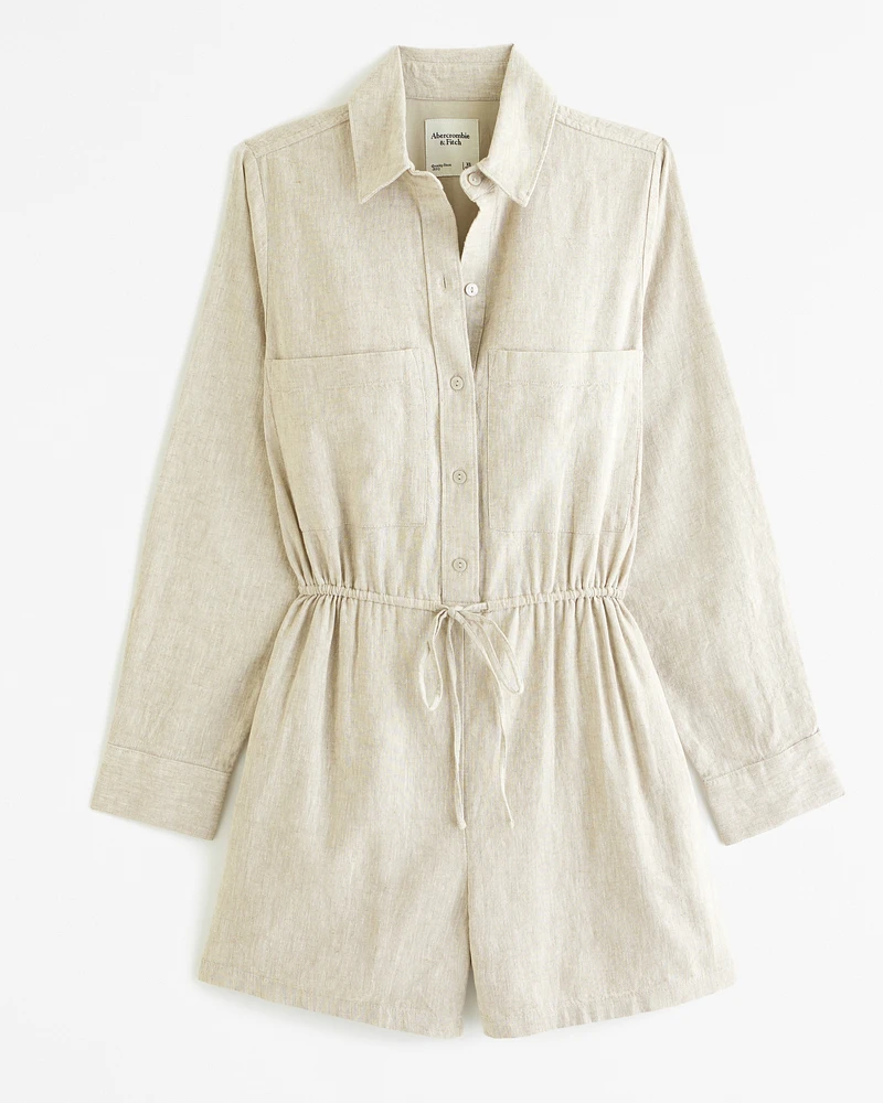 Linen-Blend Easy Waist Romper