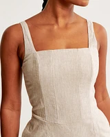 Squareneck Linen-Blend Jumpsuit