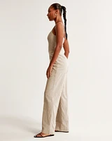 Squareneck Linen-Blend Jumpsuit