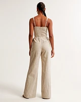 Squareneck Linen-Blend Jumpsuit