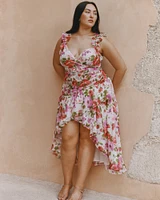 Ruffle Strap High-Low Maxi Dress
