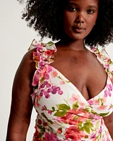 Ruffle Strap High-Low Maxi Dress