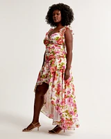 Ruffle Strap High-Low Maxi Dress