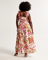 Ruffle Strap High-Low Maxi Dress