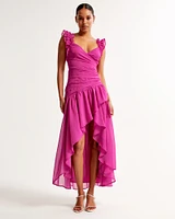 Ruffle Strap High-Low Maxi Dress