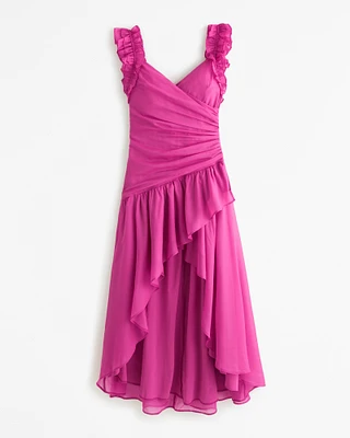 Ruffle Strap High-Low Maxi Dress