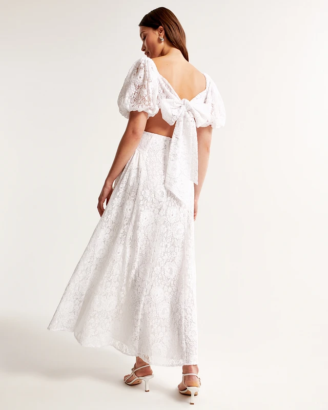 Abercrombie & Fitch Lace Drama Puff Sleeve Cutout Maxi Dress | MainPlace Mall Abercrombie & Fitch Lace Drama Puff Sleeve Cutout Maxi Dress | MainPlace Mall