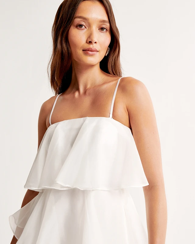 abercrombie organza tiered strapless mini dress Abercrombie & Fitch Organza Tiered Strapless Mini Dress