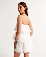 Organza Tiered Strapless Mini Dress