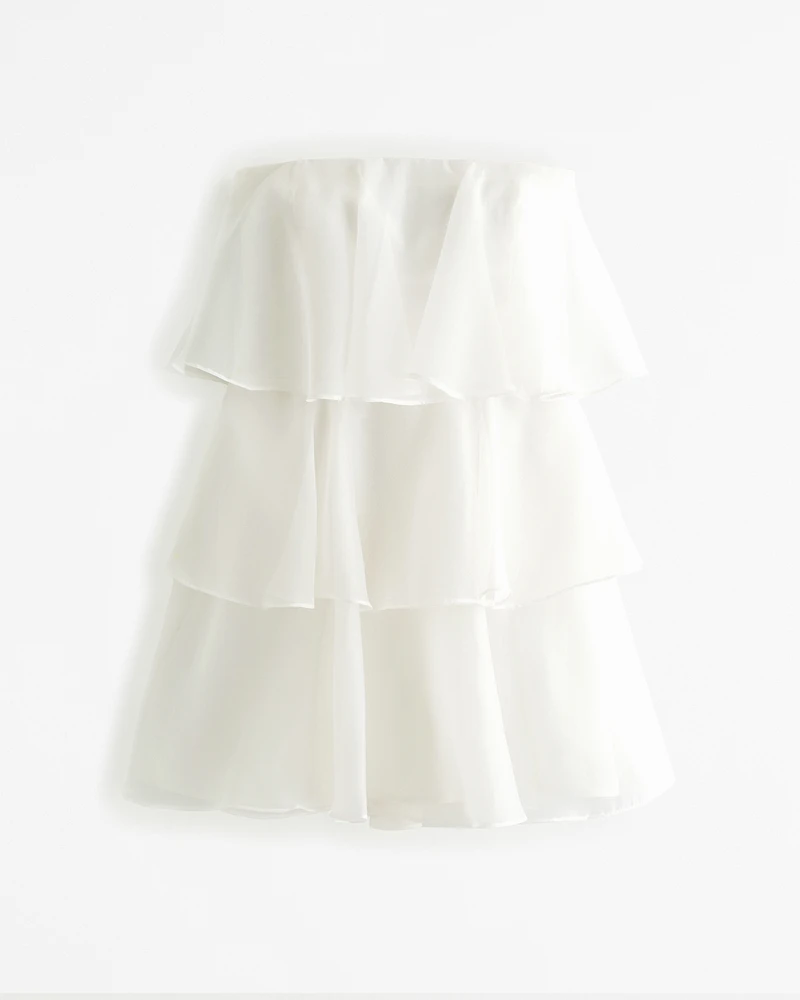 Organza Tiered Strapless Mini Dress