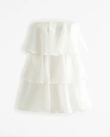 Organza Tiered Strapless Mini Dress