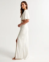 Angel Sleeve O-Ring Cutout Maxi Dress