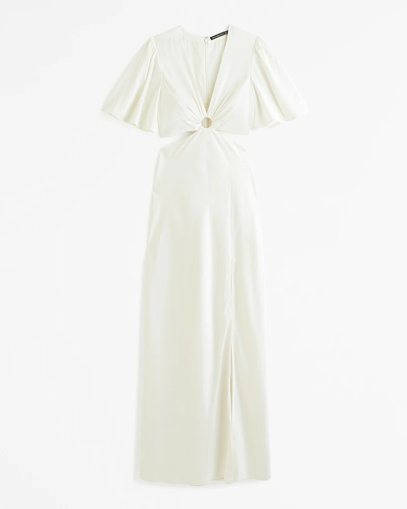 Angel Sleeve O-Ring Cutout Maxi Dress