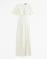 Angel Sleeve O-Ring Cutout Maxi Dress