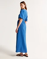 Short-Sleeve Cutout Maxi Dress