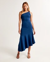 One-Shoulder Asymmetrical Hem Midi Dress