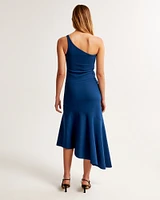 One-Shoulder Asymmetrical Hem Midi Dress