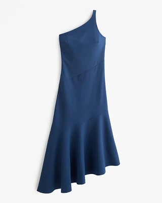 One-Shoulder Asymmetrical Hem Midi Dress