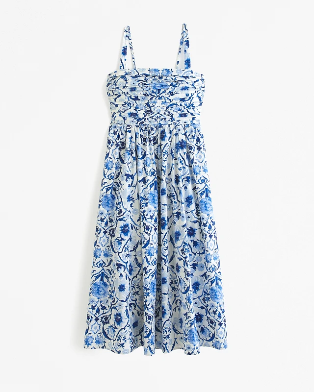 Abercrombie & Fitch The A&F Emerson Poplin Wide Strap Midi Dress |  MainPlace Mall